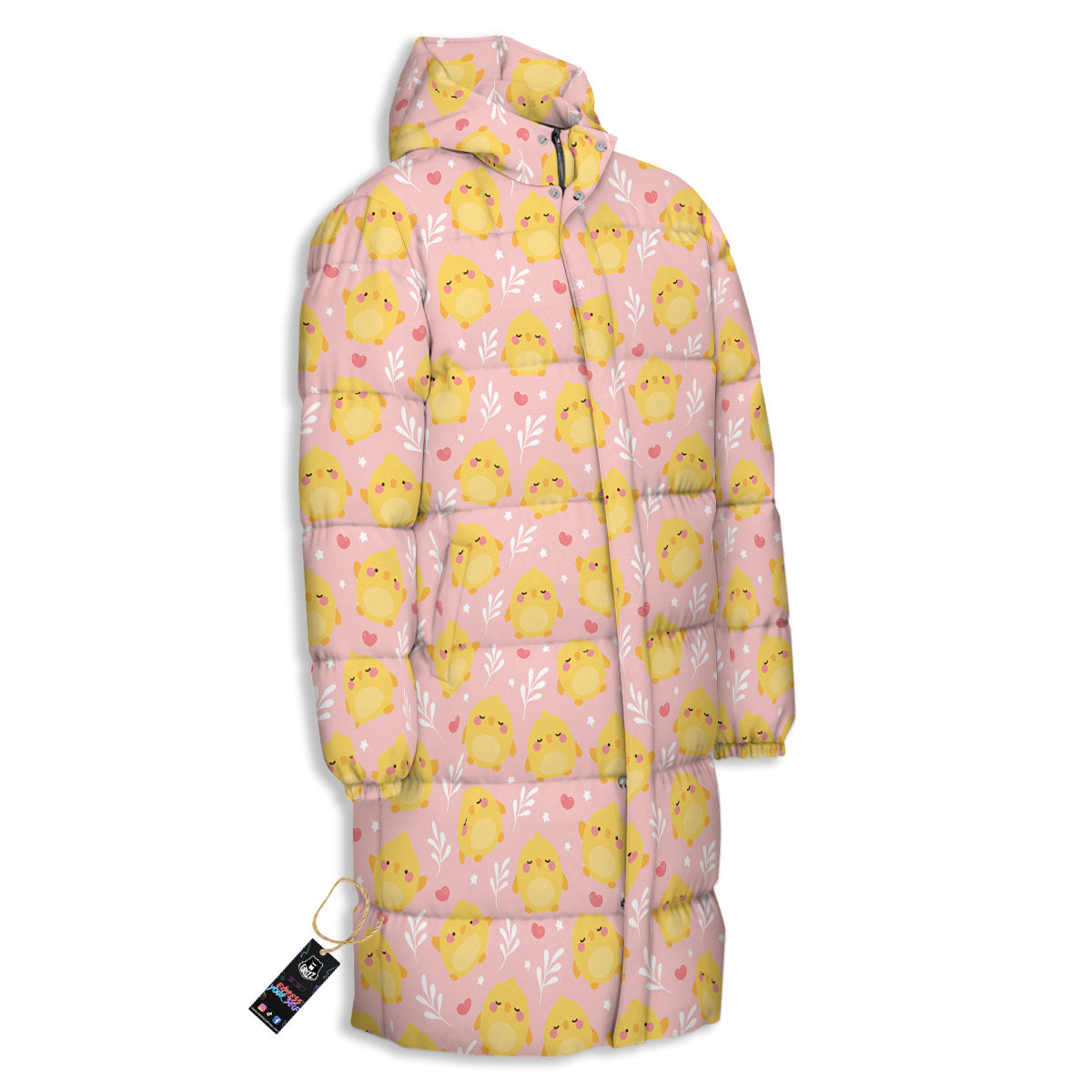 Chicken Cute Print Pattern Long Down Jacket-grizzshop