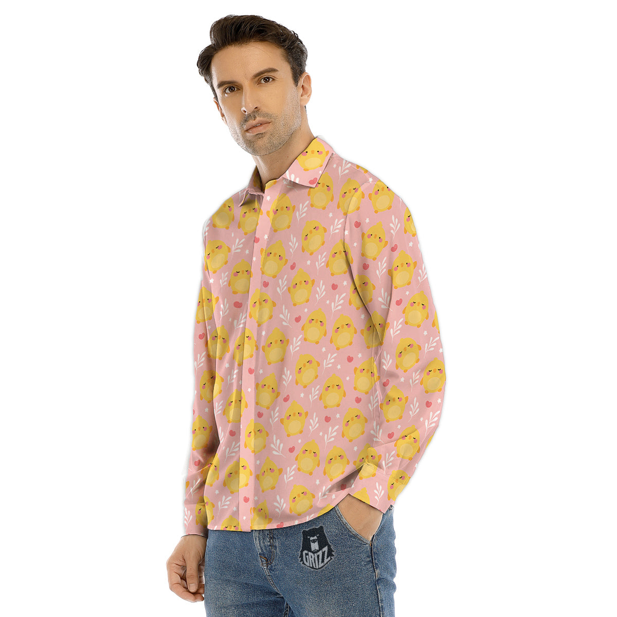 Chicken Cute Print Pattern Men's Dress Shirts-grizzshop
