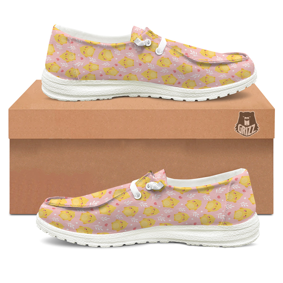 Chicken Cute Print Pattern White Loafers-grizzshop
