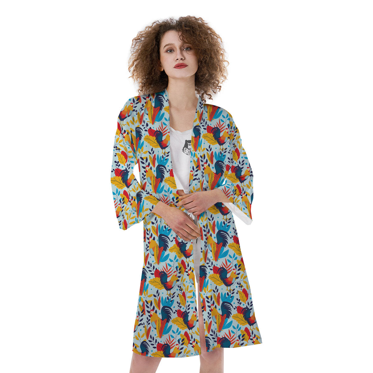Chicken Exotic Print Pattern Kimono-grizzshop