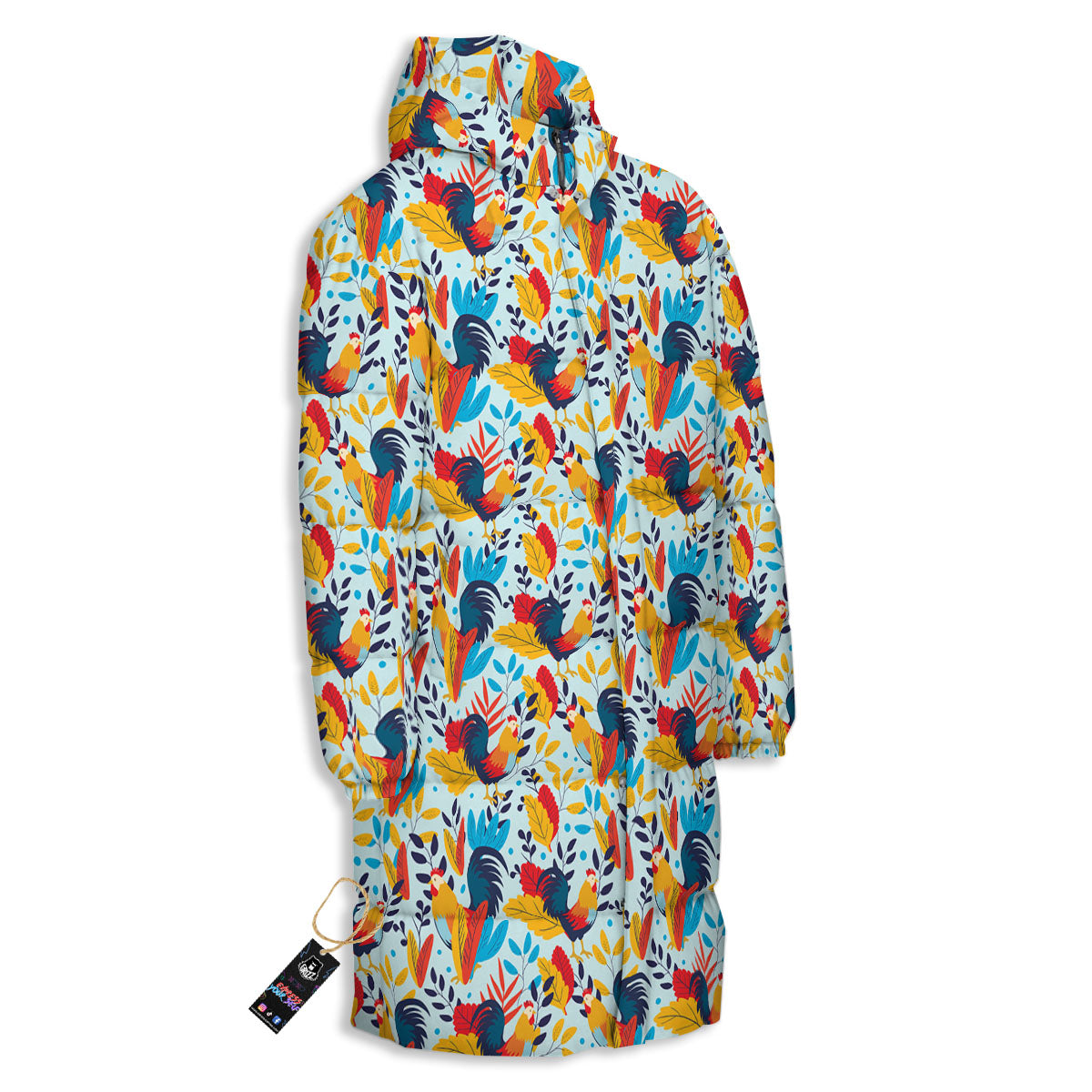 Chicken Exotic Print Pattern Long Down Jacket-grizzshop