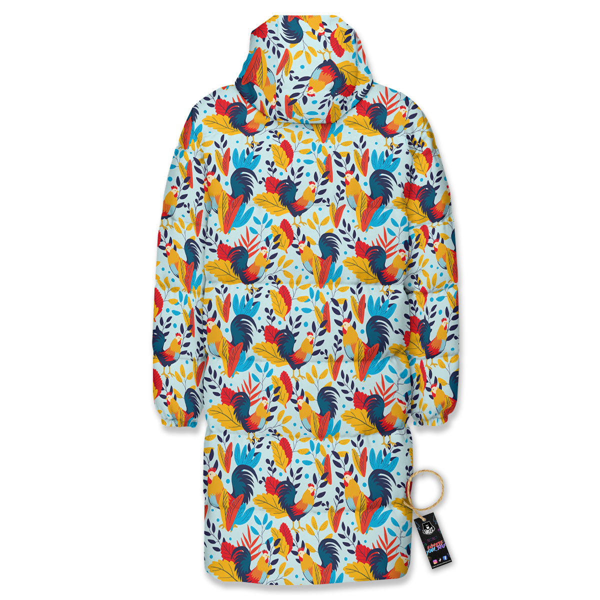 Chicken Exotic Print Pattern Long Down Jacket-grizzshop