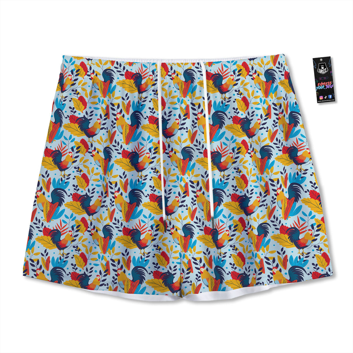 Chicken Exotic Print Pattern Mesh Shorts-grizzshop