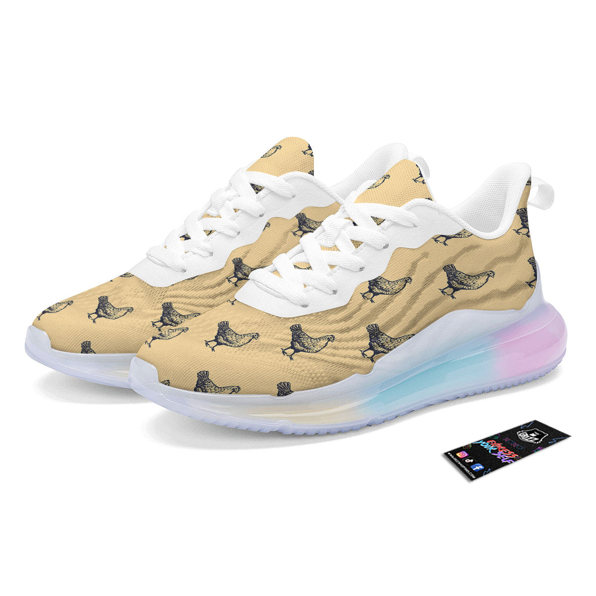 Chicken Hand Drawn Print Pattern Running Sneakers-grizzshop