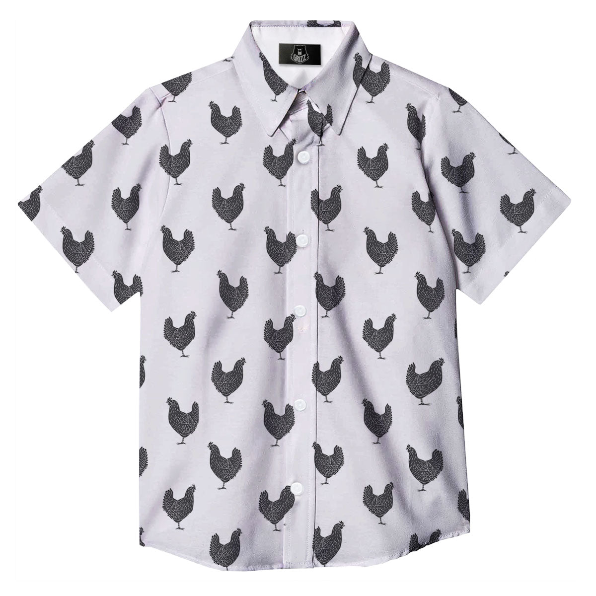 Chicken Painting Print Pattern Button Up Shirt-grizzshop