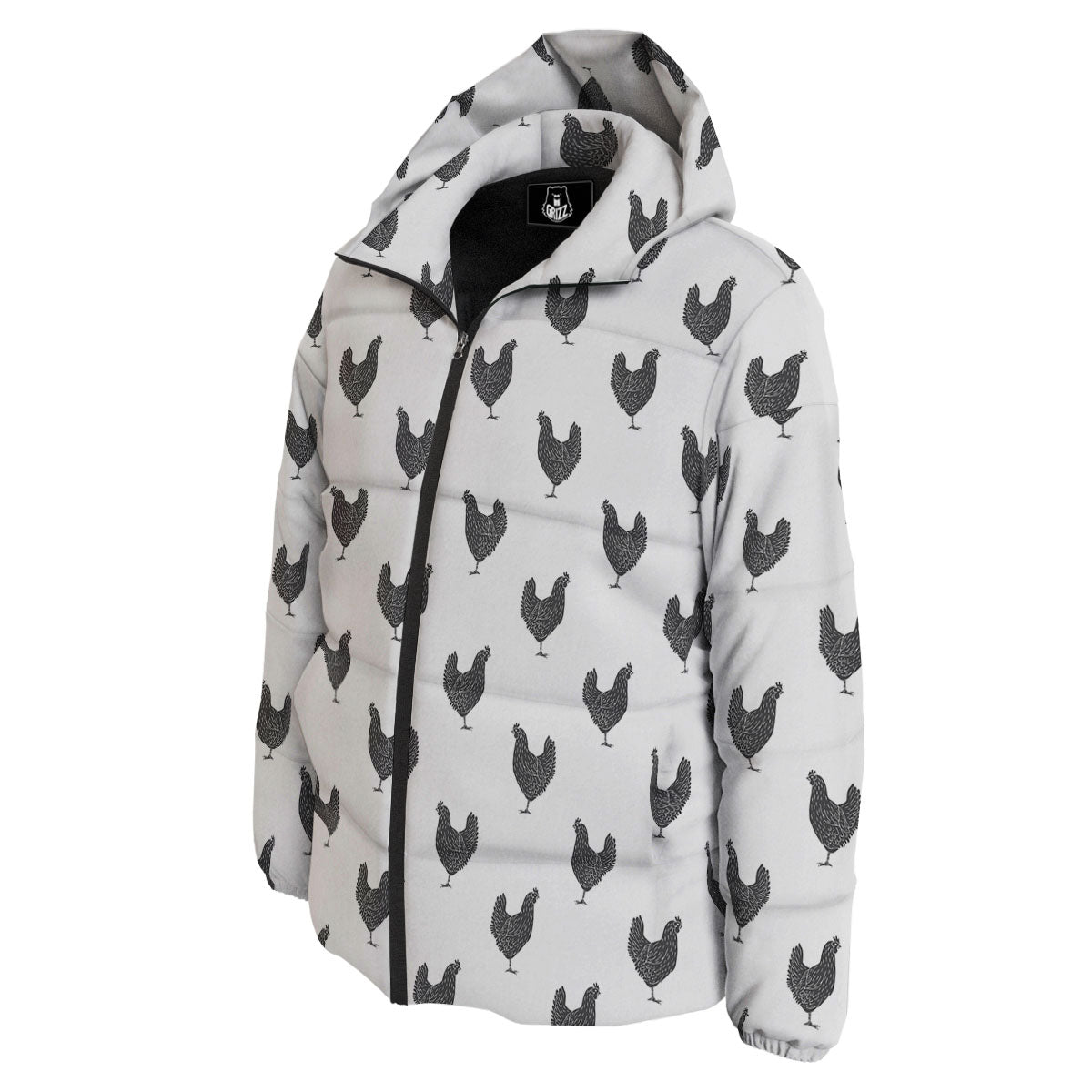 Chicken Painting Print Pattern Down Jacket-grizzshop