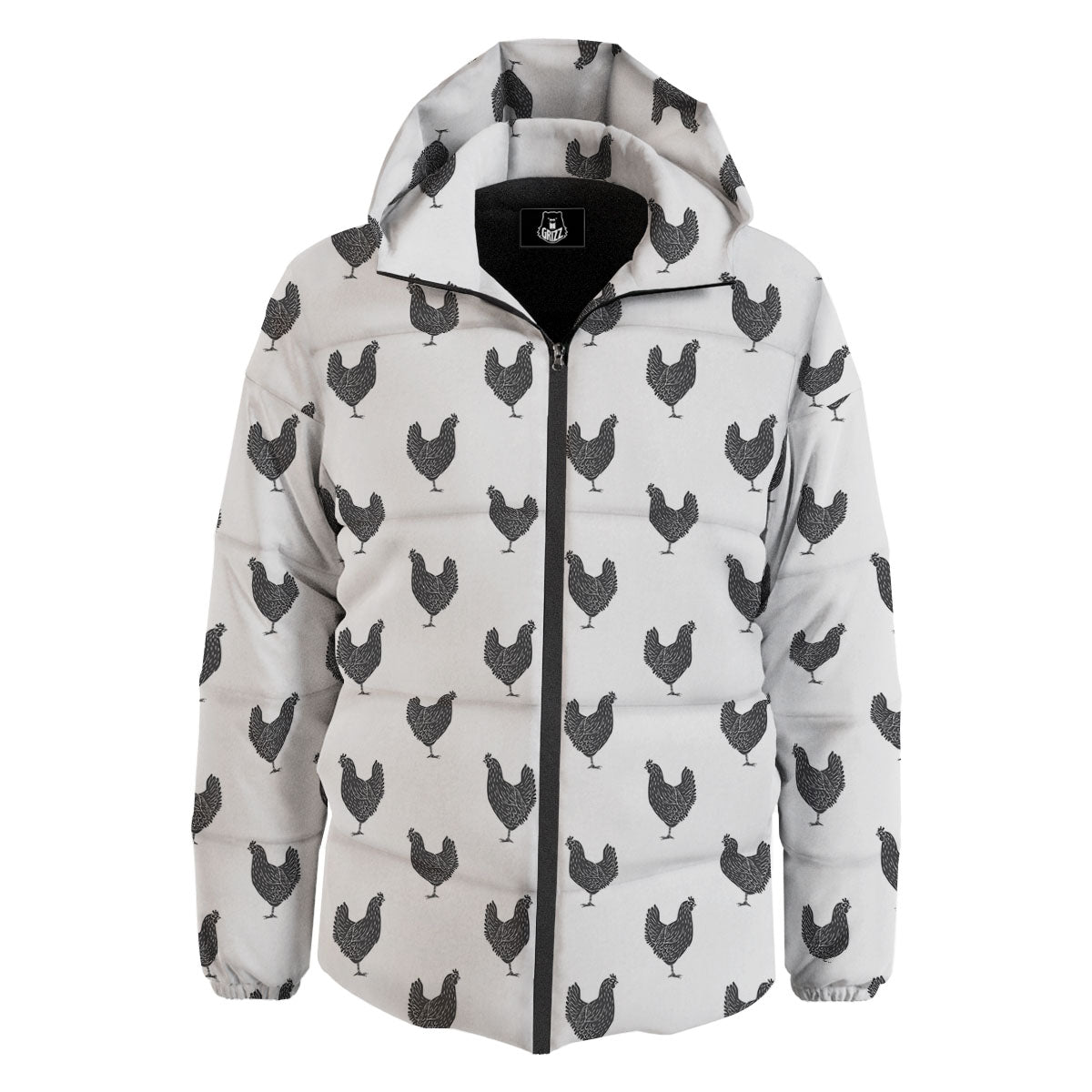 Chicken Painting Print Pattern Down Jacket-grizzshop