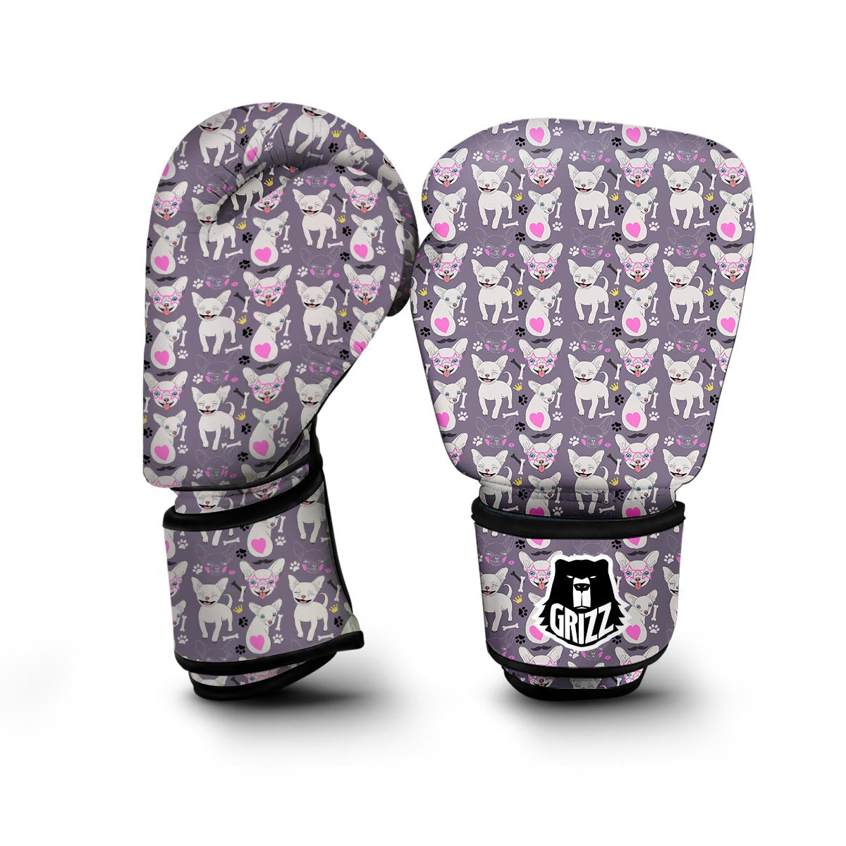Chihuahua Print Pattern Boxing Gloves-grizzshop