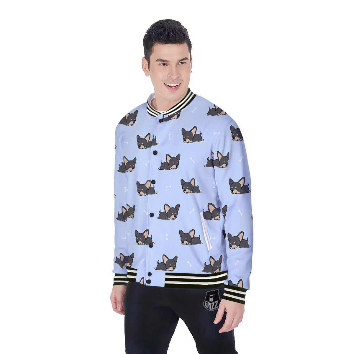 Chihuahua Sleeping Print Pattern Baseball Jacket-grizzshop