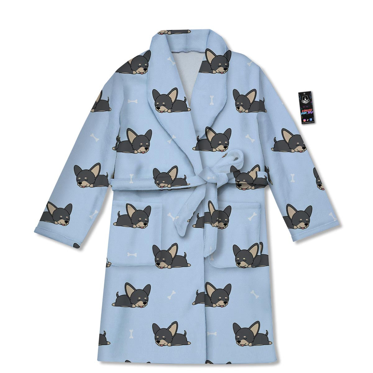 Chihuahua Sleeping Print Pattern Bathrobe-grizzshop