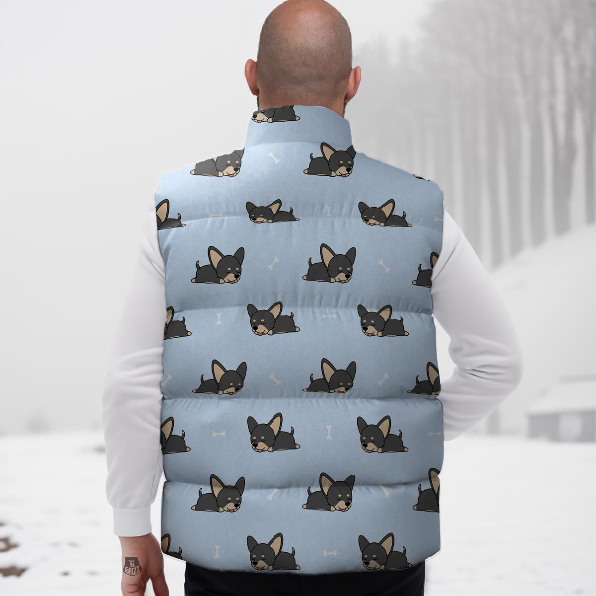 Chihuahua Sleeping Print Pattern Down Vest