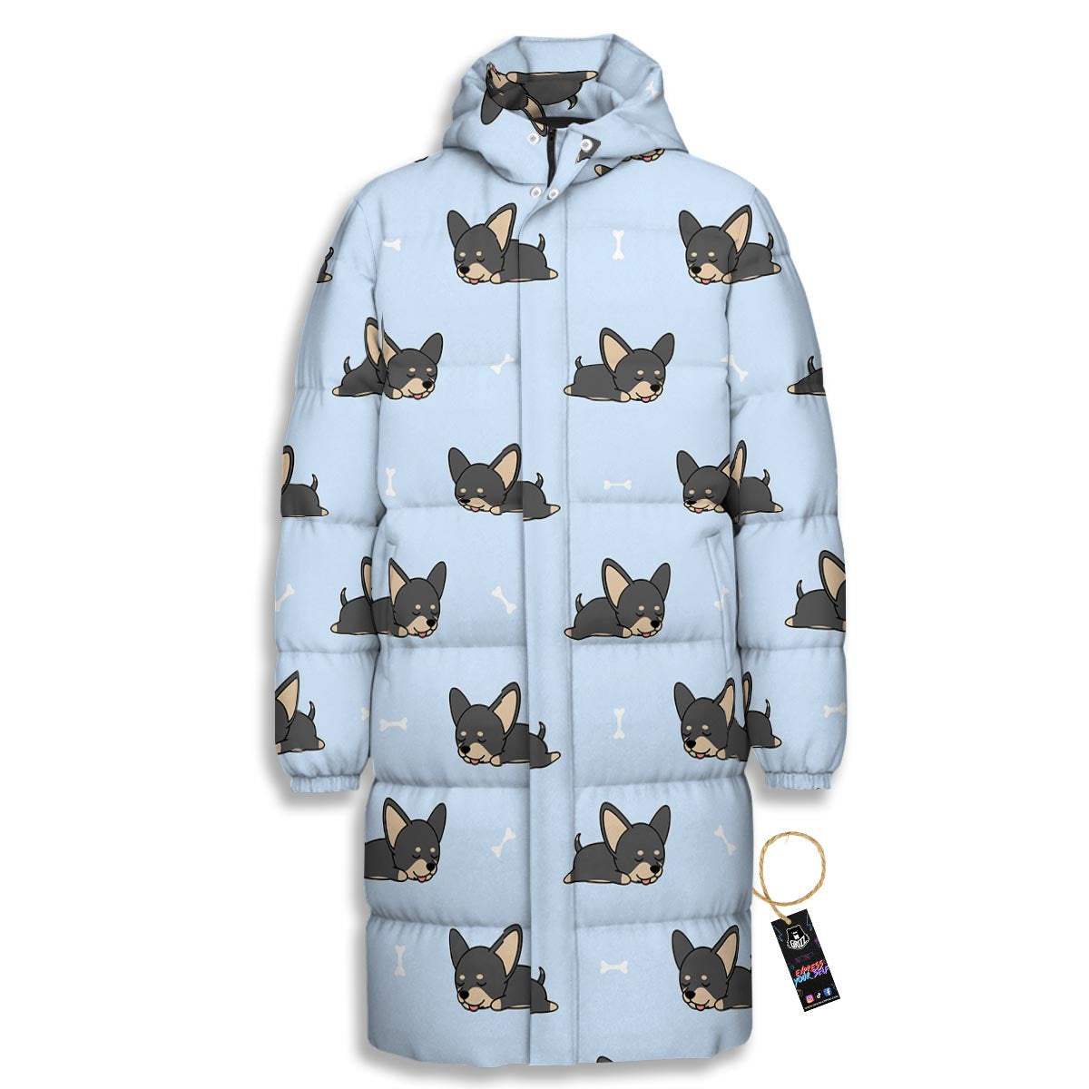 Chihuahua Sleeping Print Pattern Long Down Jacket-grizzshop