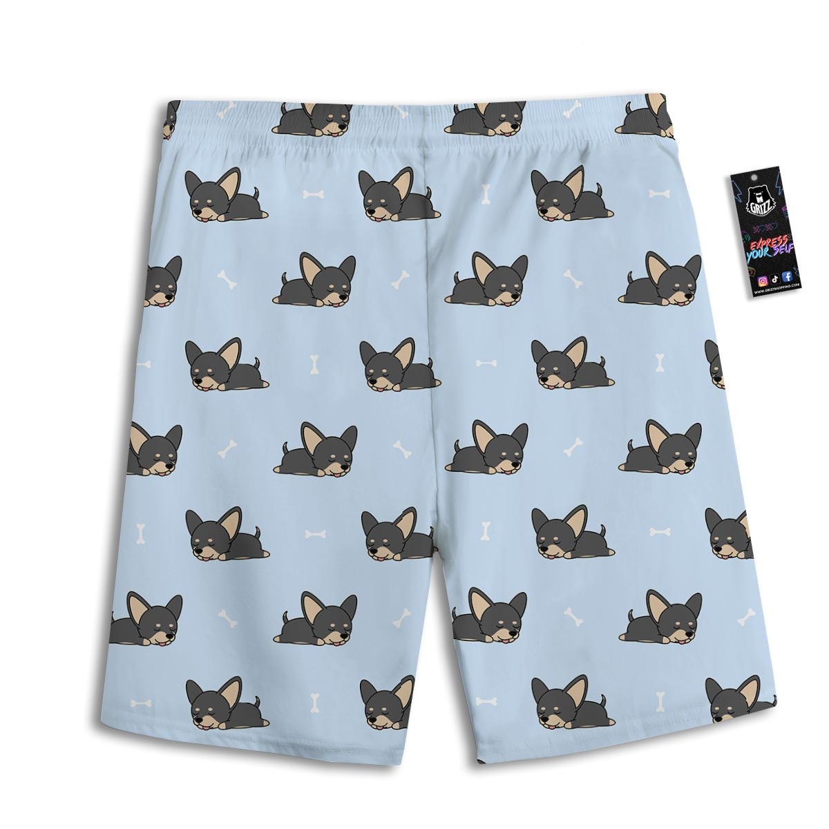 Chihuahua Sleeping Print Pattern Men's Athletic Shorts