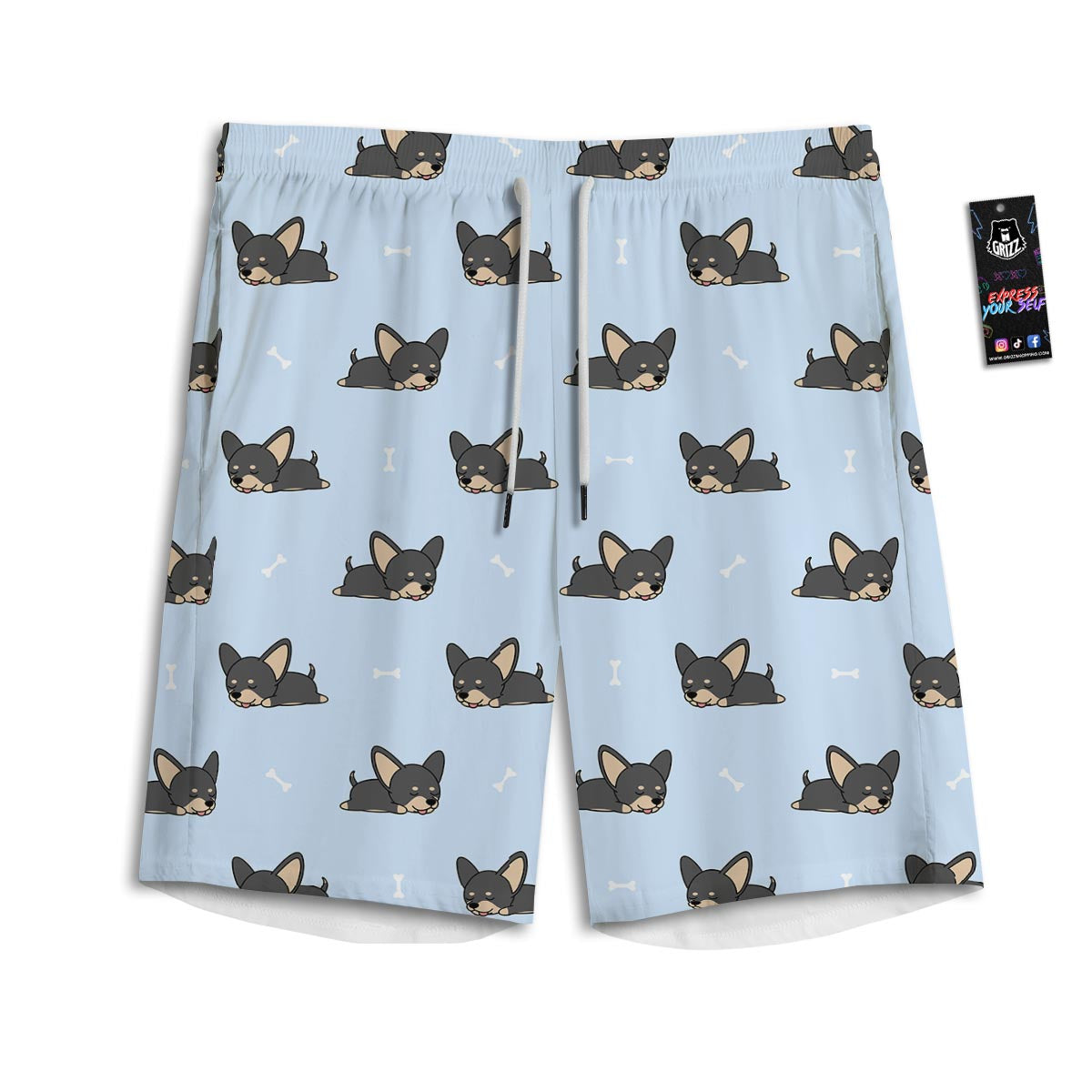 Chihuahua Sleeping Print Pattern Men's Athletic Shorts