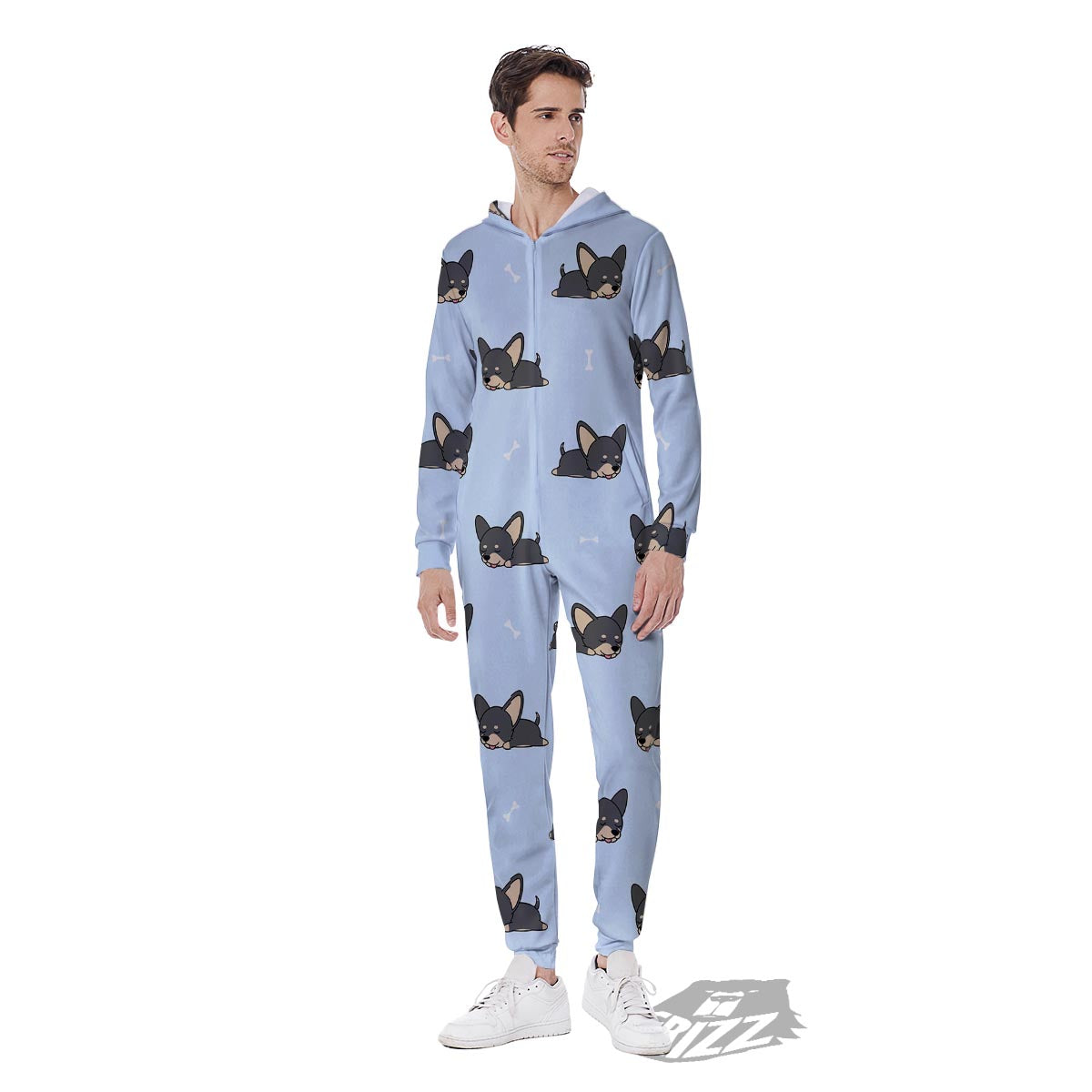 Chihuahua Sleeping Print Pattern Men's Jumpsuit-grizzshop
