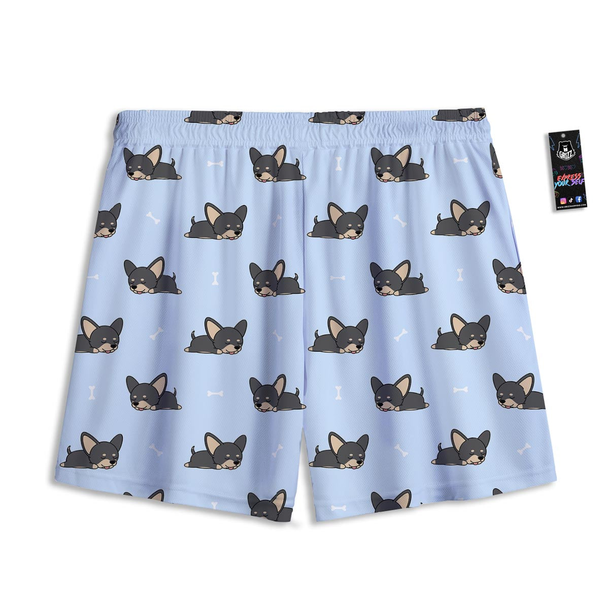Chihuahua Sleeping Print Pattern Mesh Shorts