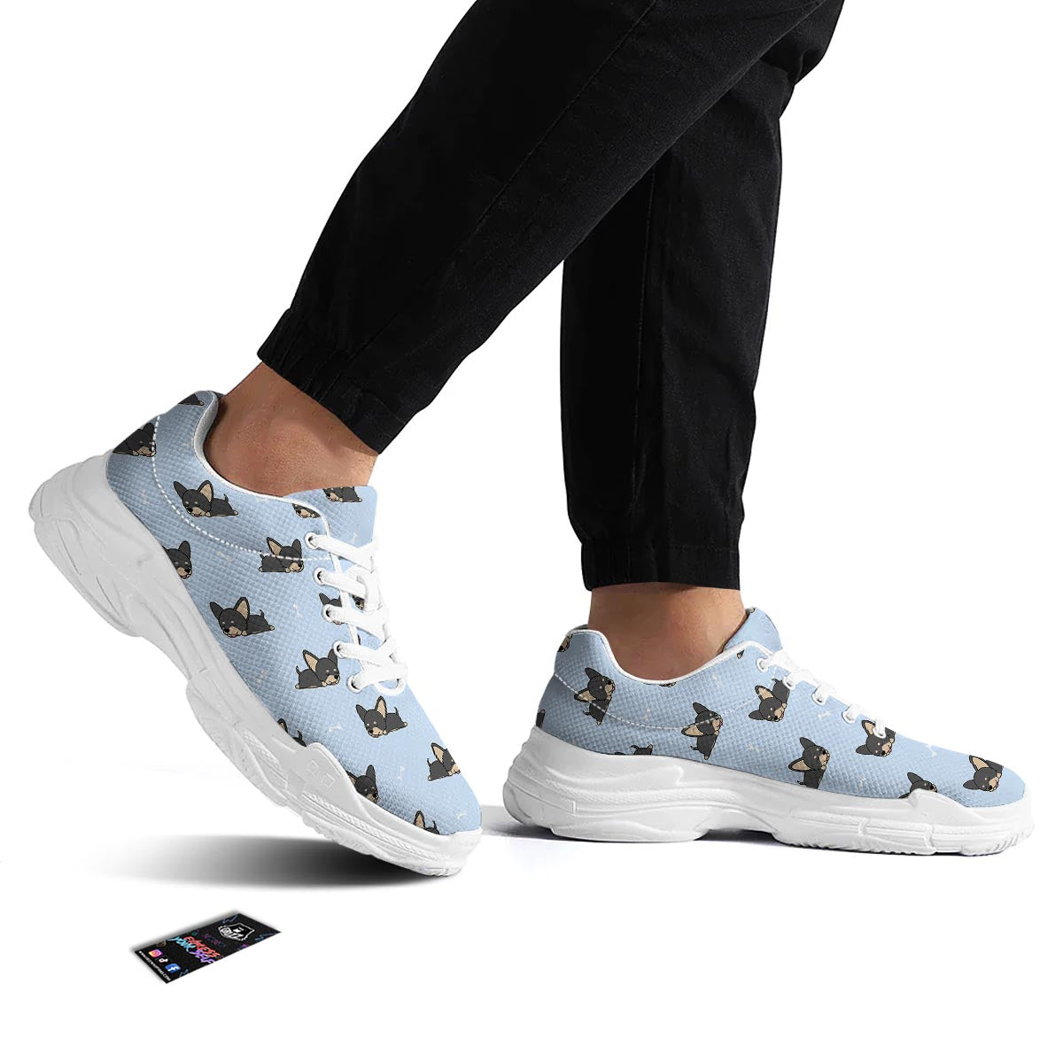 Chihuahua Sleeping Print Pattern White Chunky Shoes-grizzshop