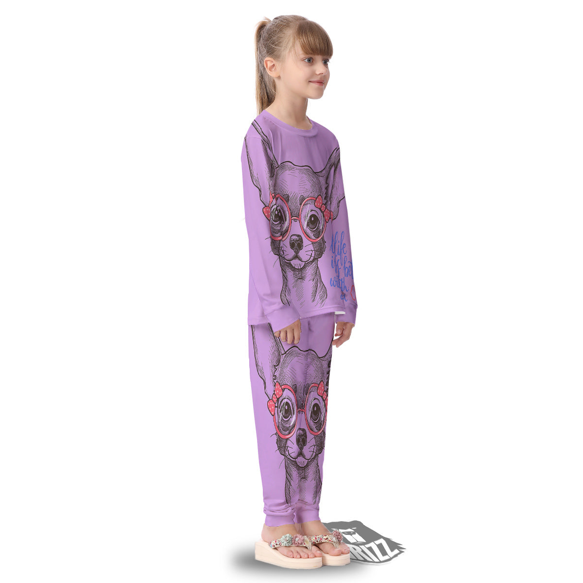 Chihuahua With Glasses Cute Print Kid's Pajamas-grizzshop