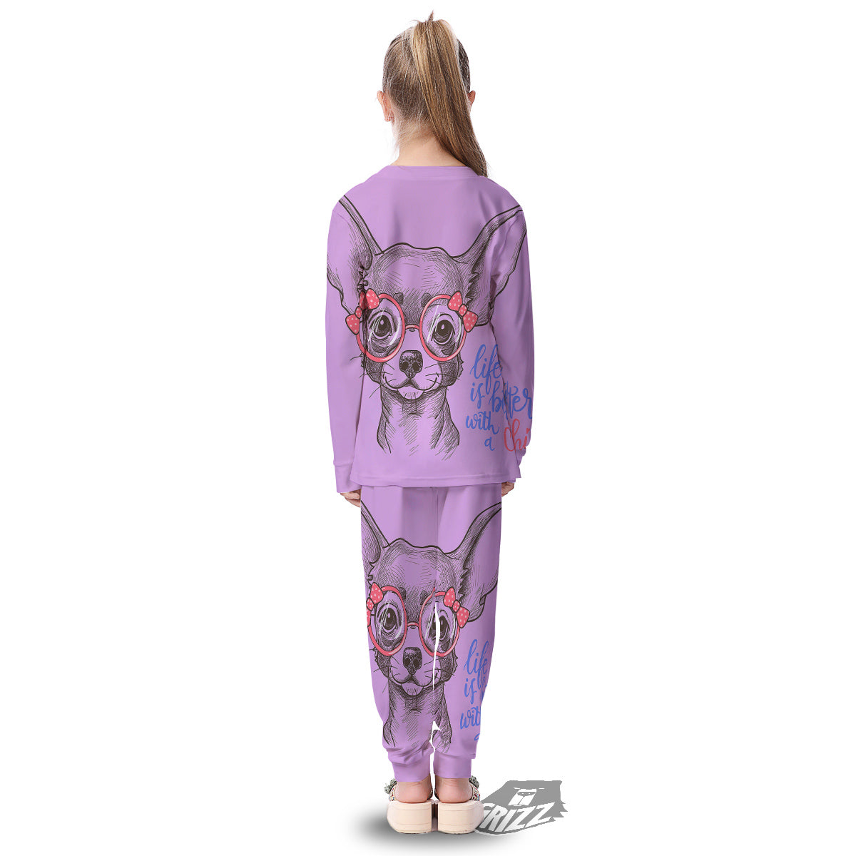 Chihuahua With Glasses Cute Print Kid's Pajamas-grizzshop