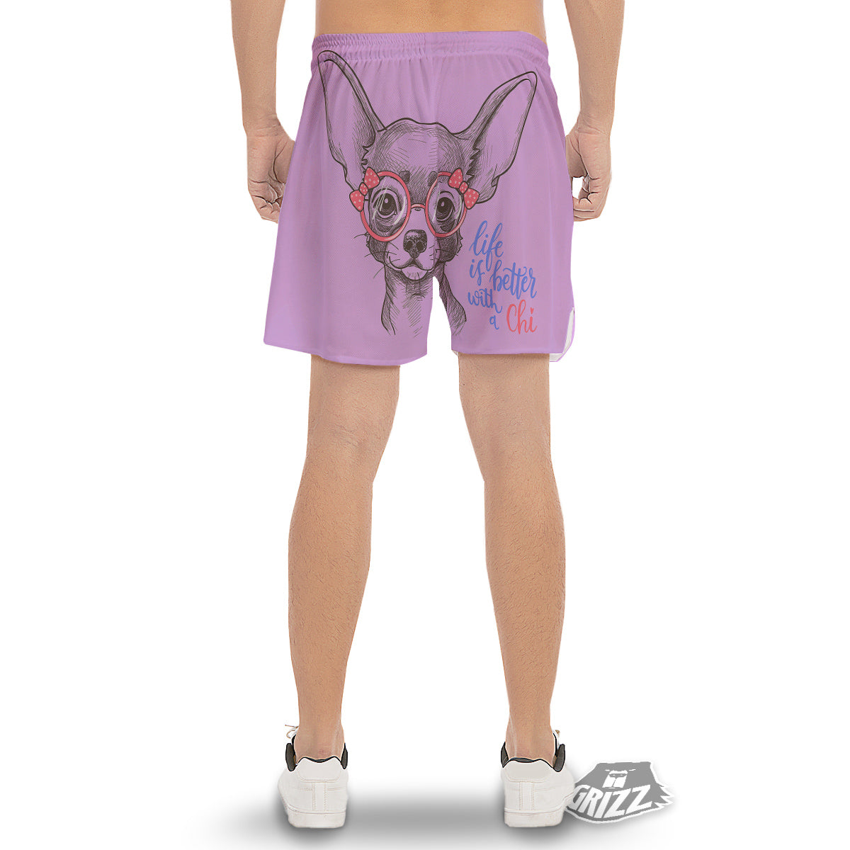 Chihuahua With Glasses Cute Print Men's Gym Shorts-grizzshop