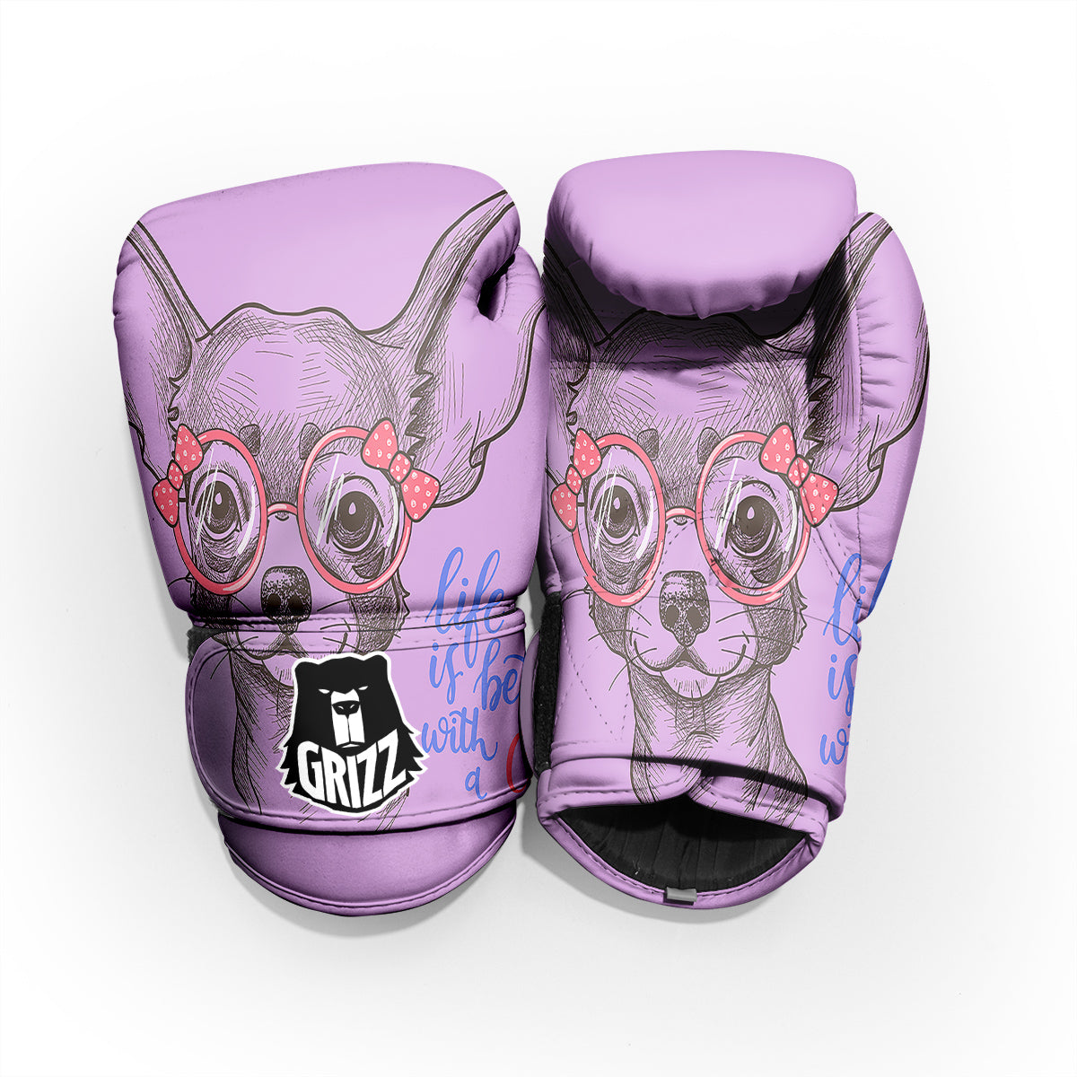 Chihuahua With Glasses Cute Print Pro Boxing Glove