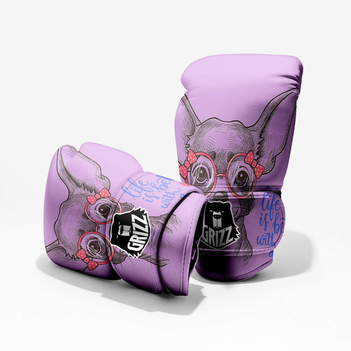 Chihuahua With Glasses Cute Print Pro Boxing Glove