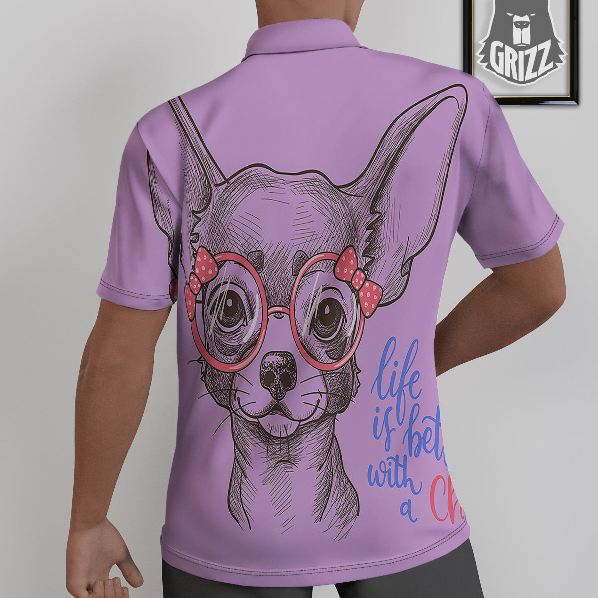 Chihuahua With Glasses Cute Print Untucked Shirts-grizzshop