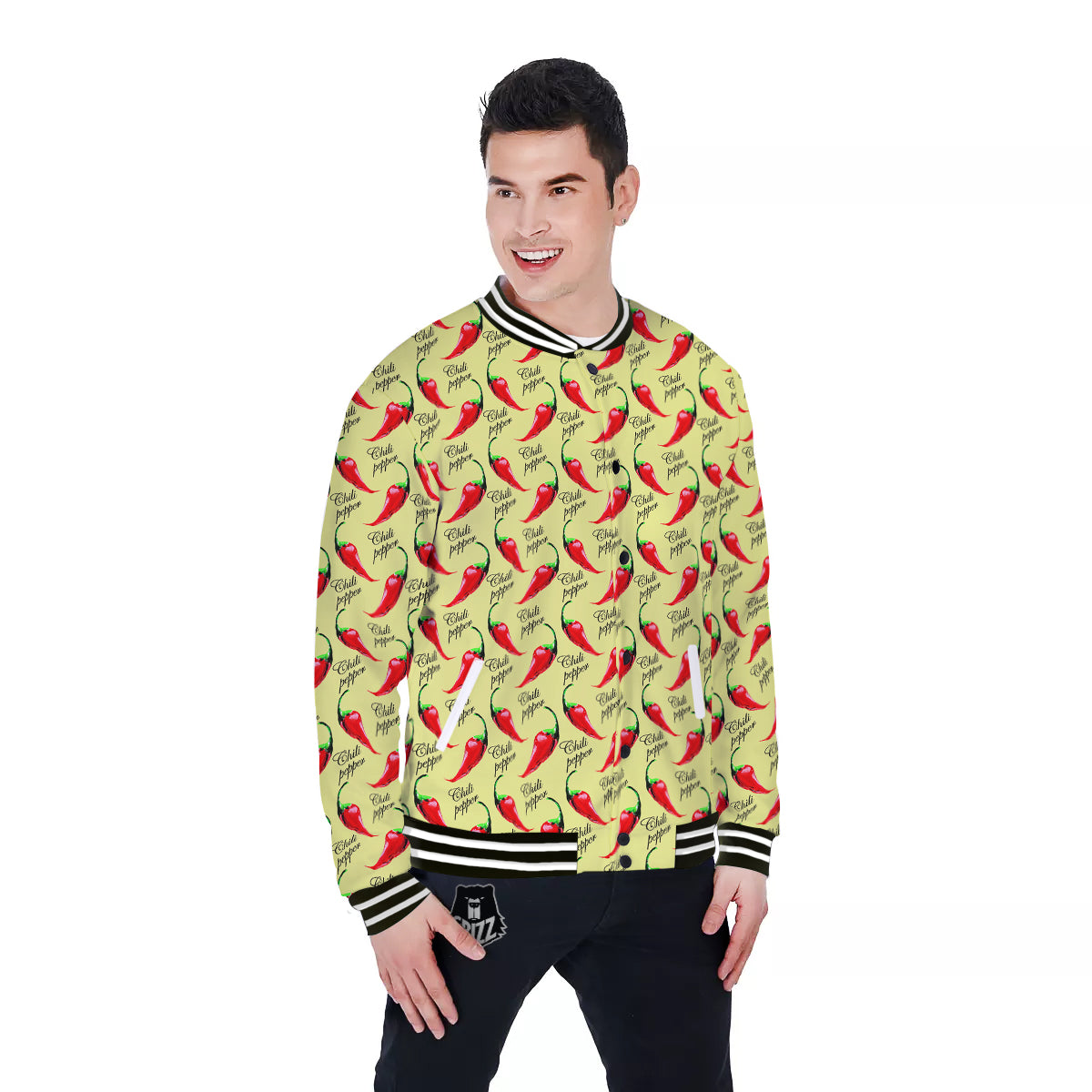 Chili Pepper Vintage Print Pattern Baseball Jacket-grizzshop