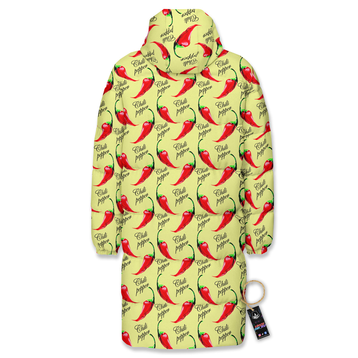 Chili Pepper Vintage Print Pattern Long Down Jacket-grizzshop