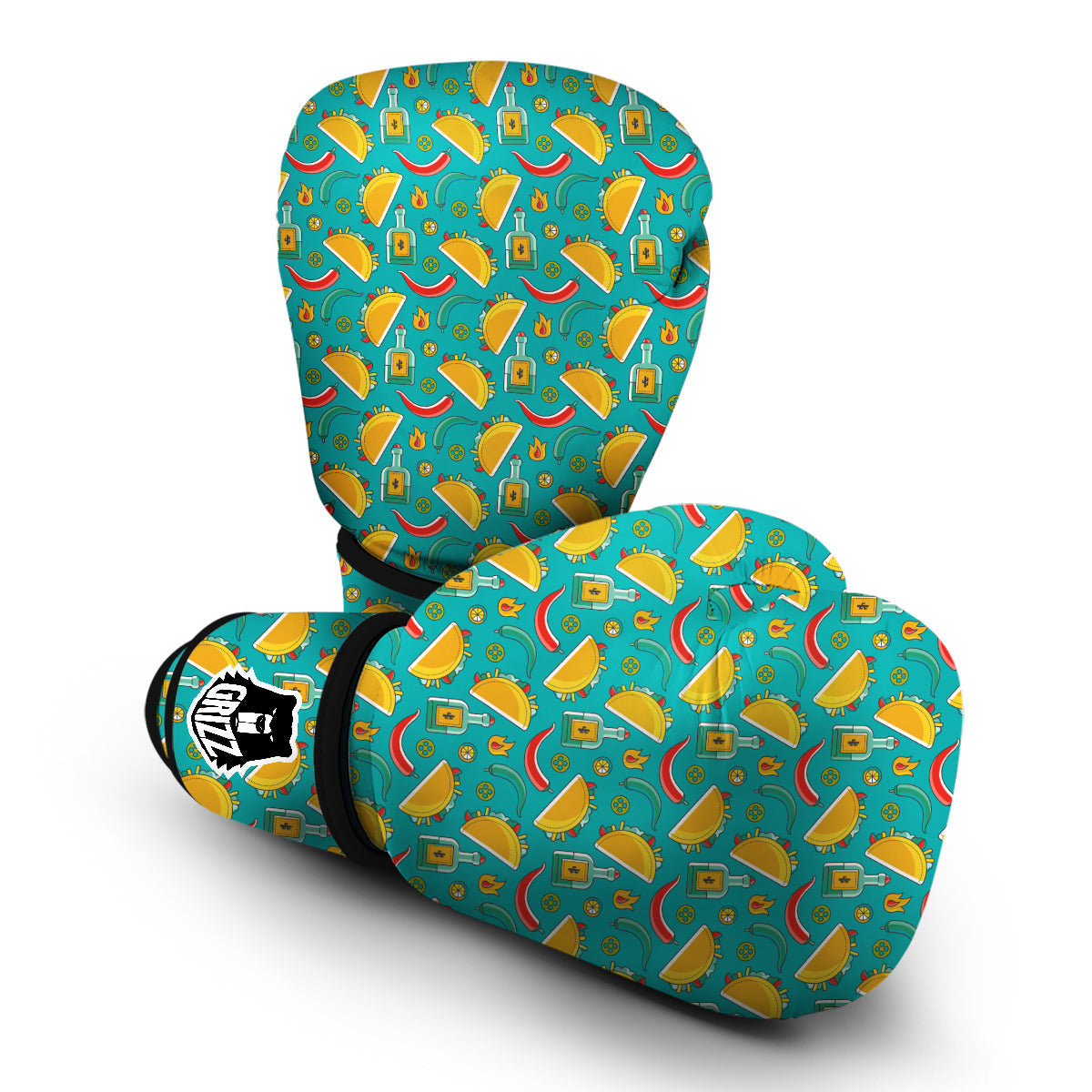 Chilli Taco Pattern Print Boxing Gloves-grizzshop