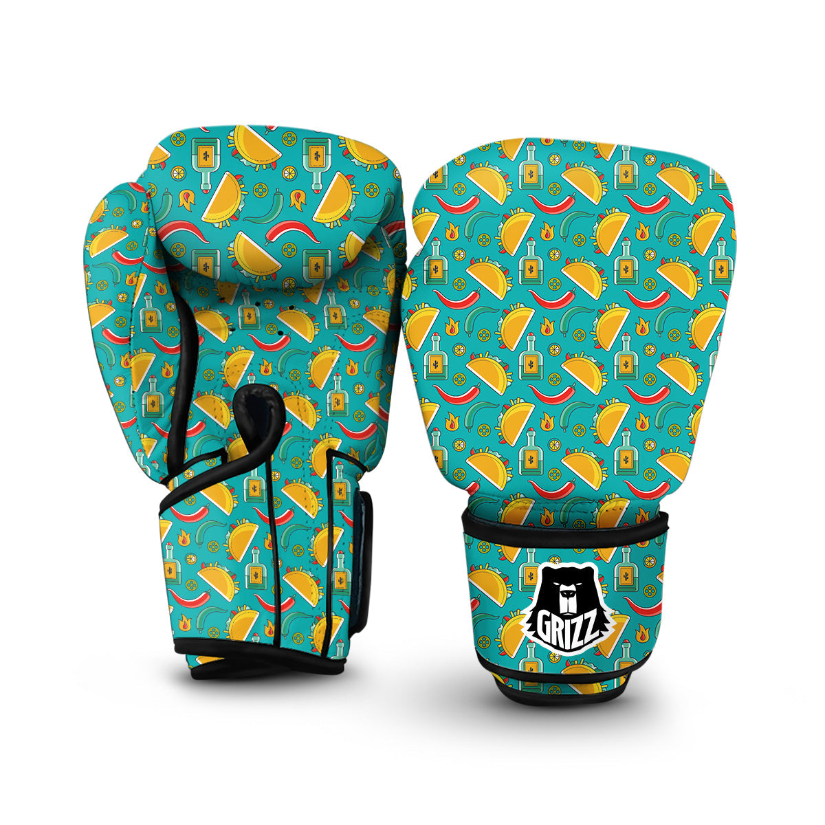 Chilli Taco Pattern Print Boxing Gloves-grizzshop