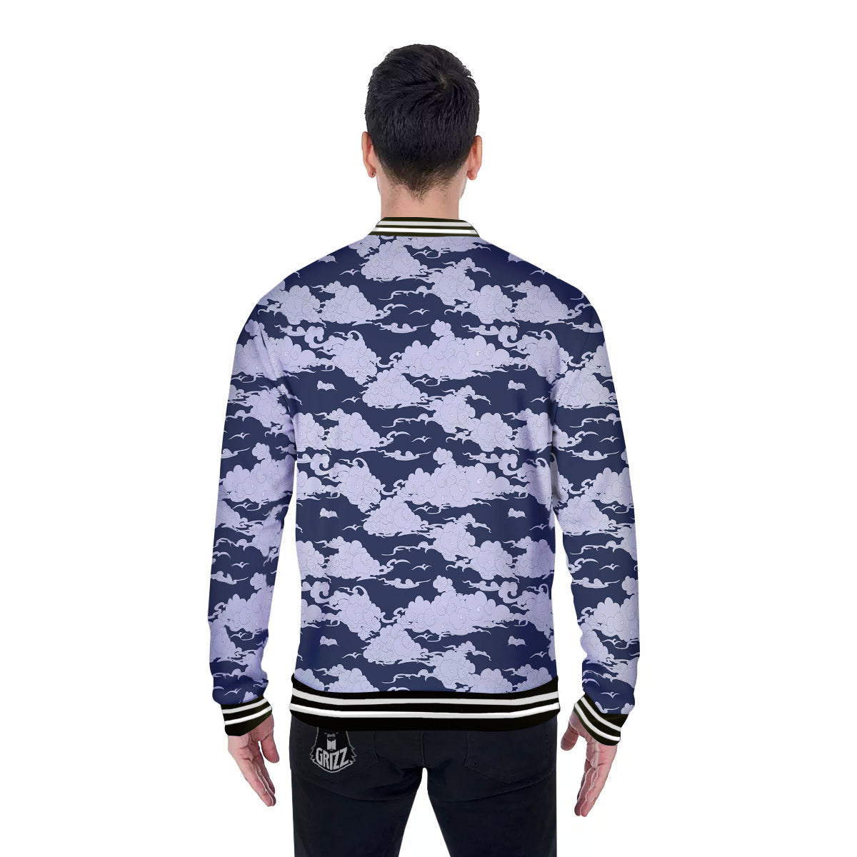 Chinese Cloud Print Pattern Baseball Jacket-grizzshop