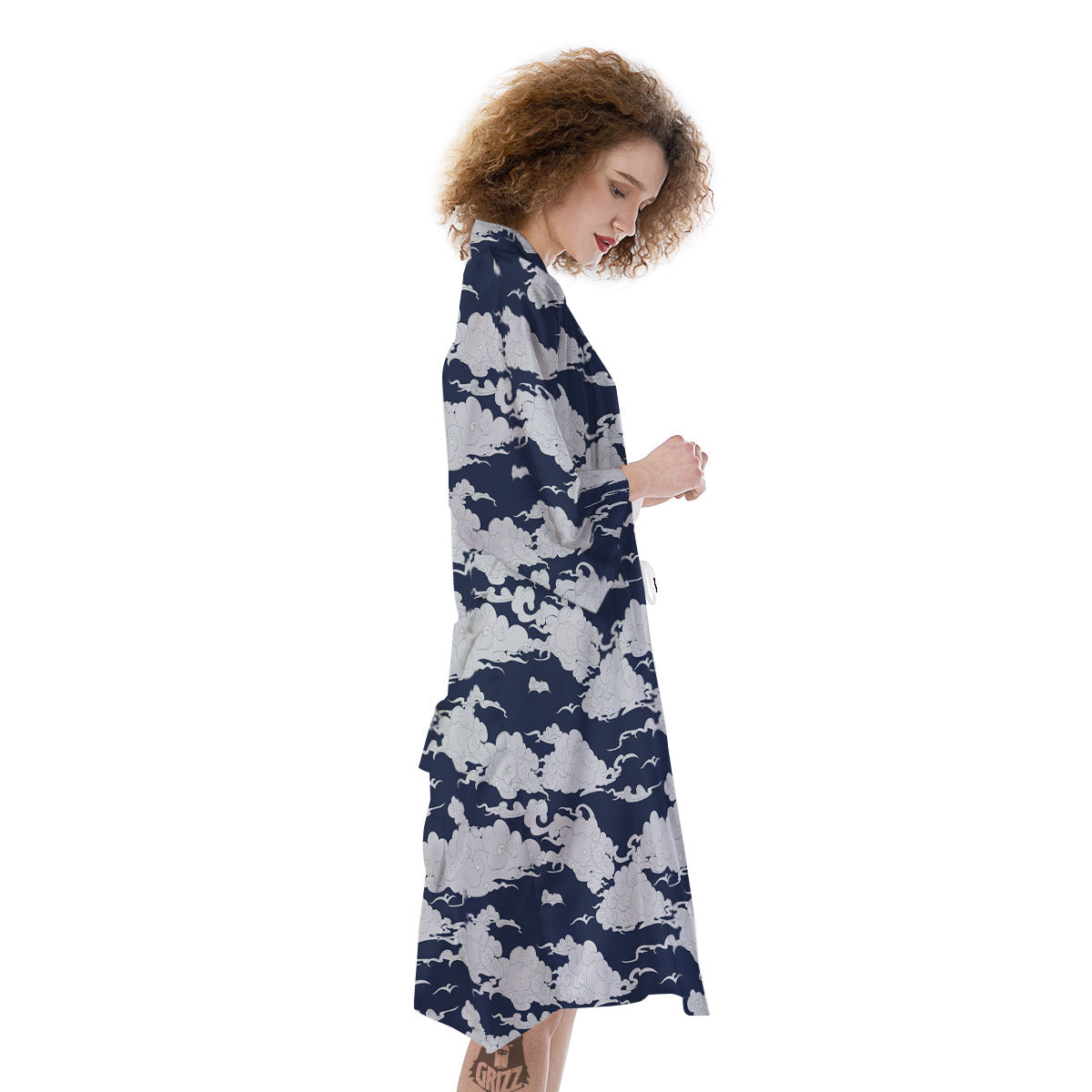 Chinese Cloud Print Pattern Kimono-grizzshop