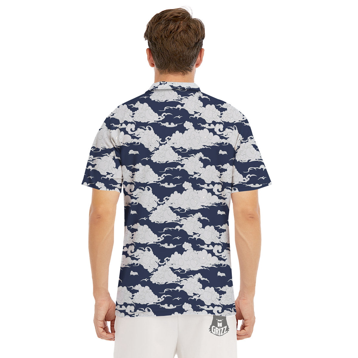 Chinese Cloud Print Pattern Men's Golf Shirts-grizzshop