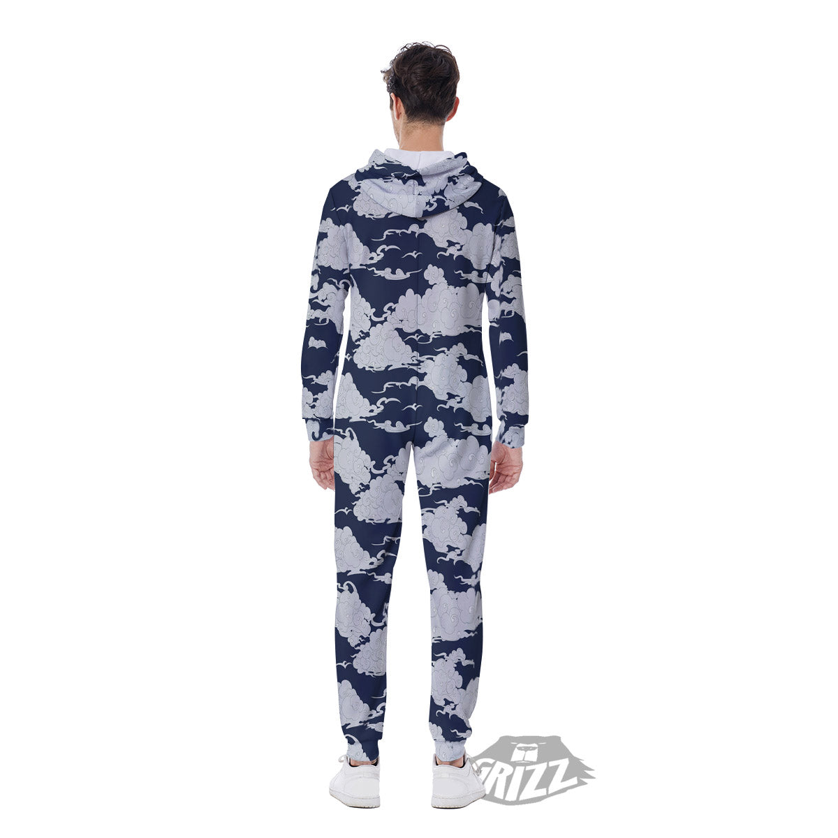 Chinese Cloud Print Pattern Men's Jumpsuit-grizzshop
