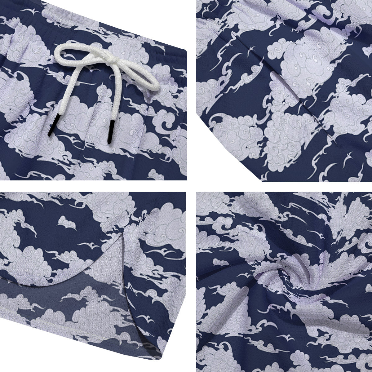 Chinese Cloud Print Pattern Men's Running Shorts-grizzshop