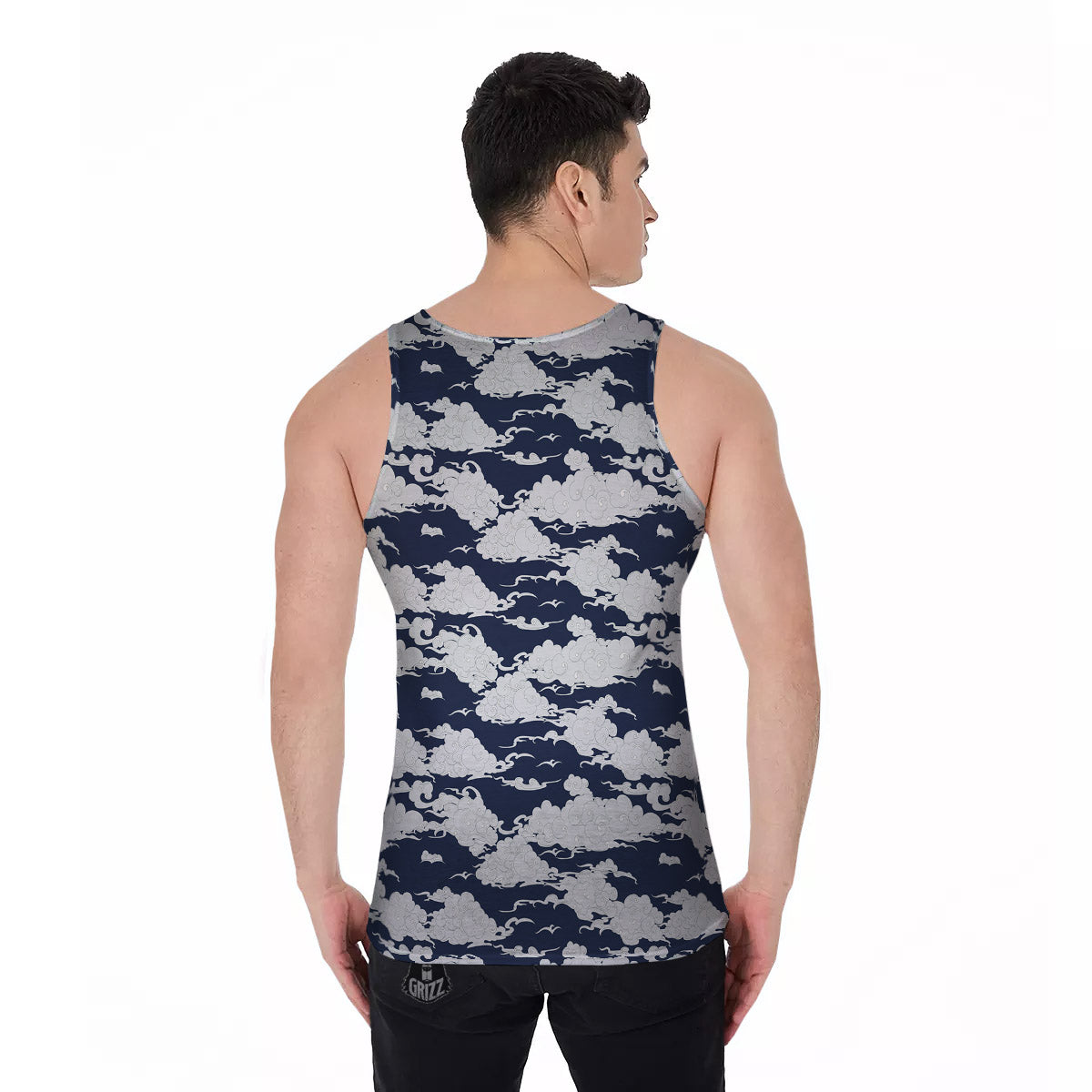 Chinese Cloud Print Pattern Men's Tank Top-grizzshop