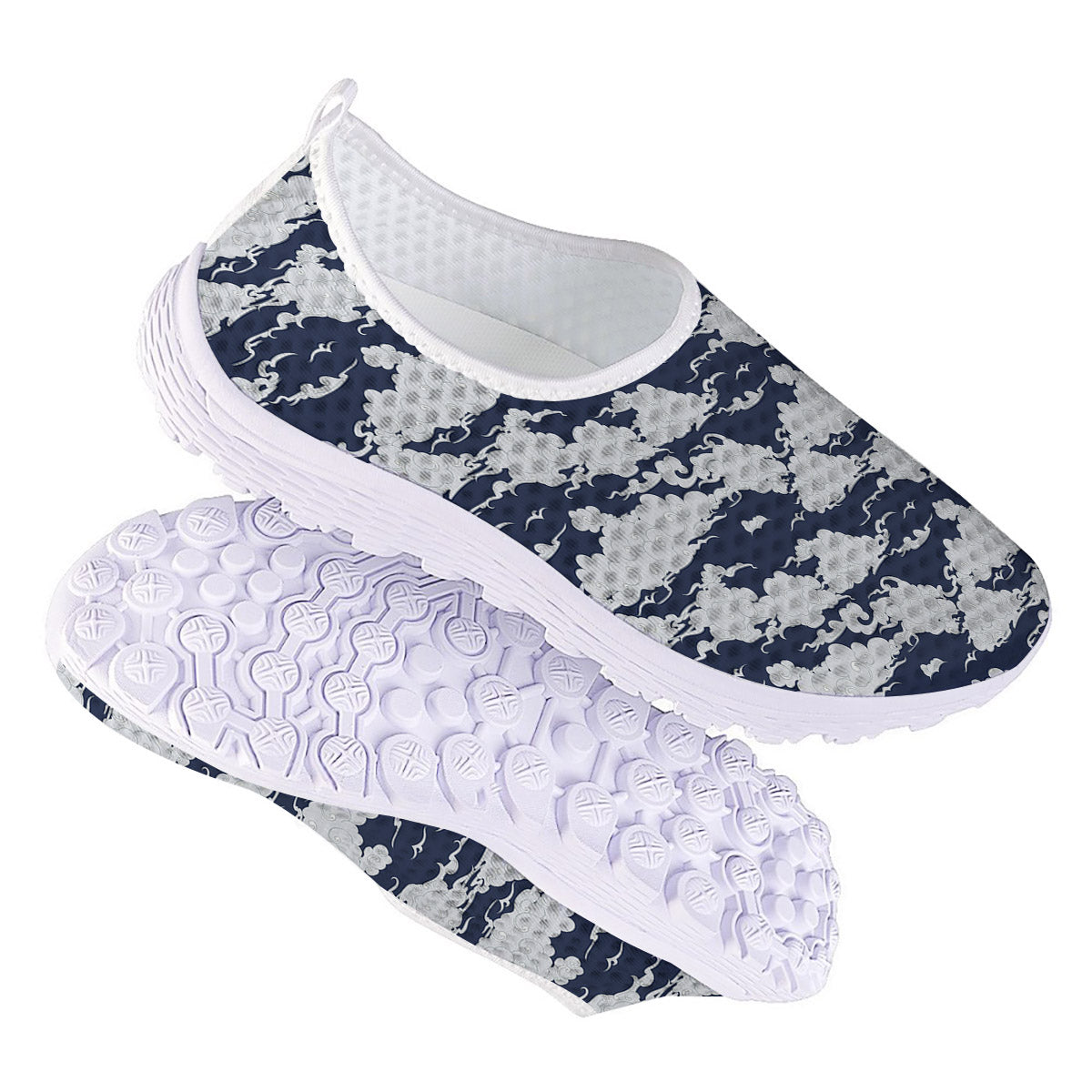 Chinese Cloud Print Pattern Nurse Shoes-grizzshop