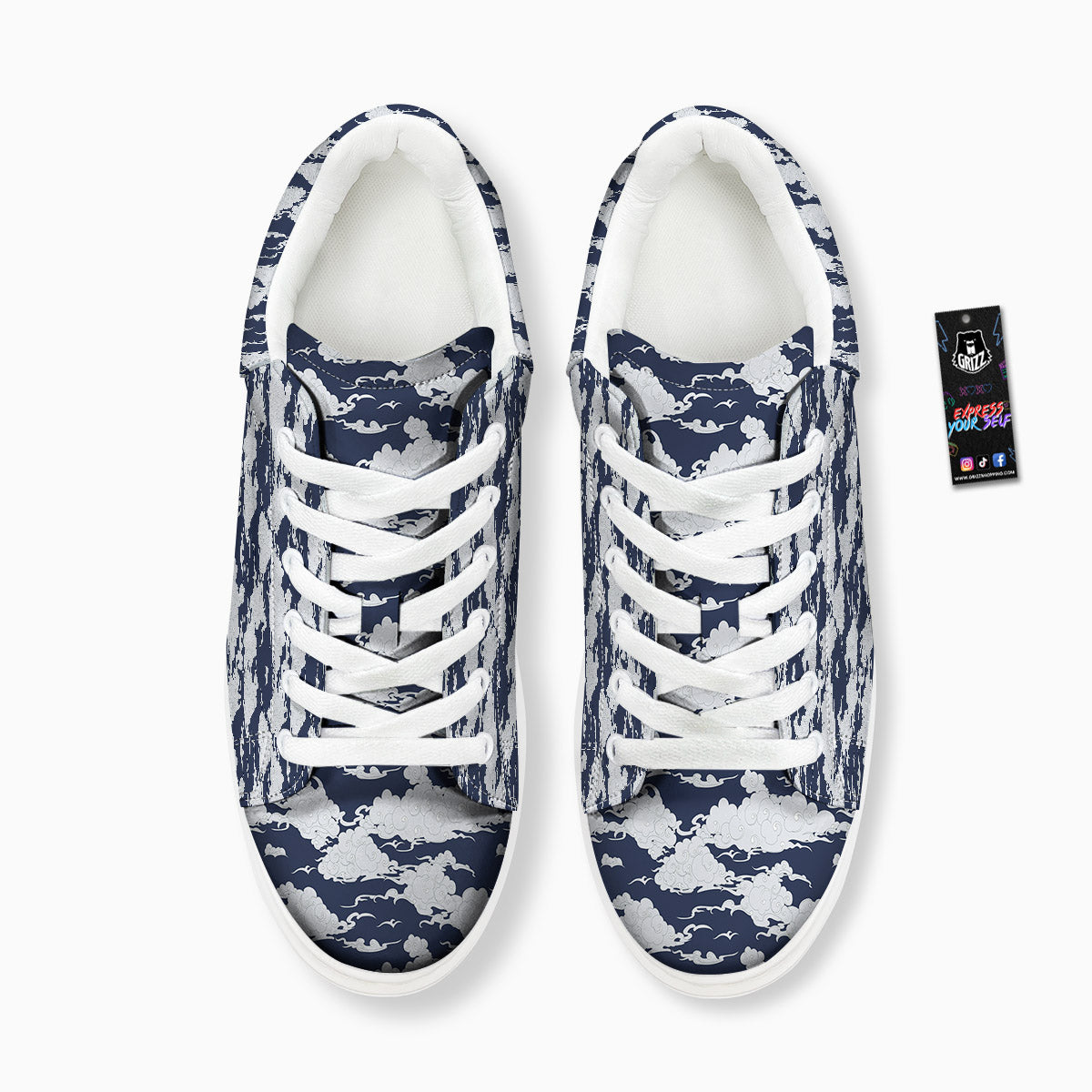 Chinese Cloud Print Pattern Platform Shoes-grizzshop