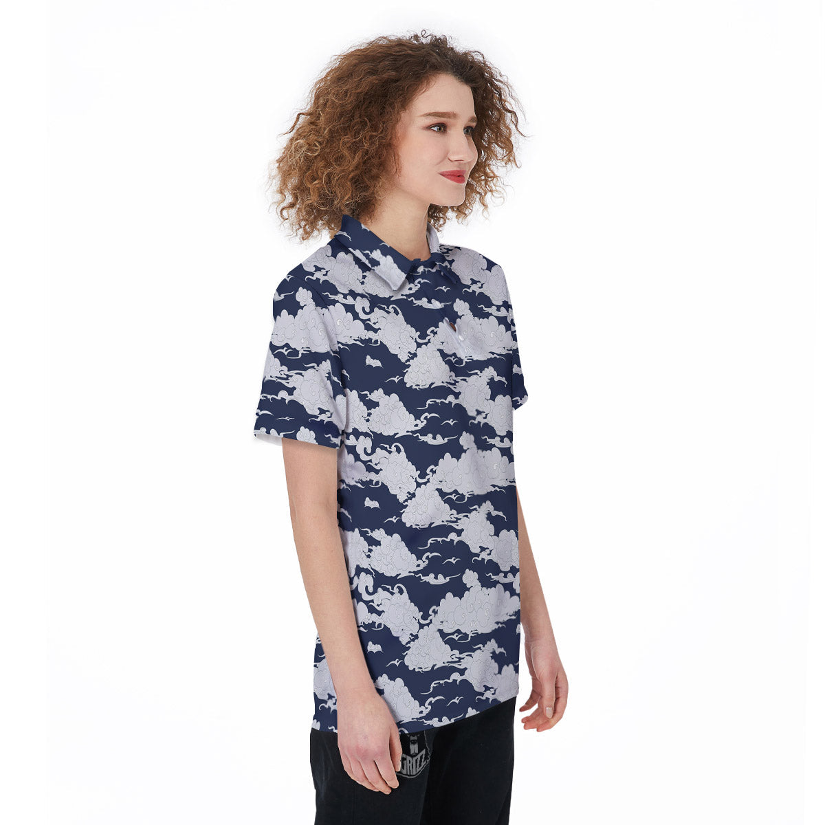 Chinese Cloud Print Pattern Women's Golf Shirts-grizzshop