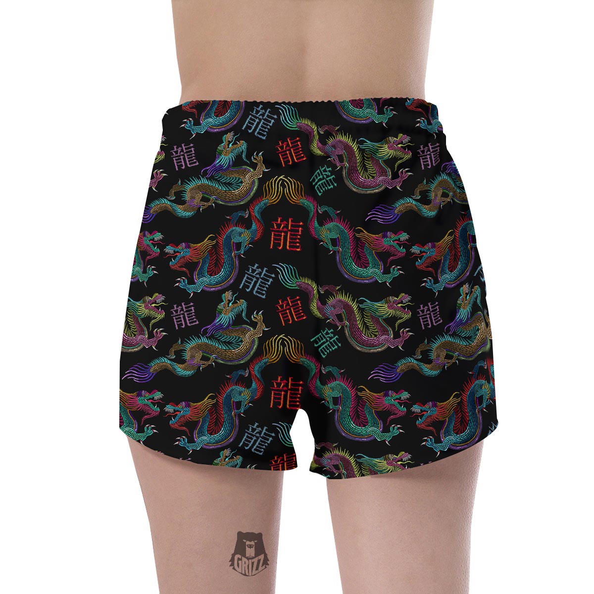 Chinese Dragon Character Print Women's Shorts-grizzshop