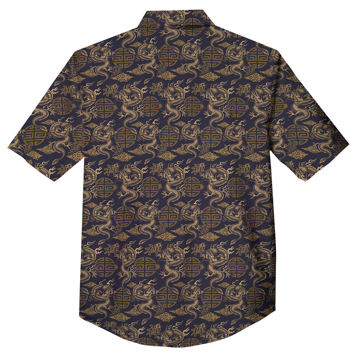 Chinese Dragon Print Pattern Button Up Shirt-grizzshop