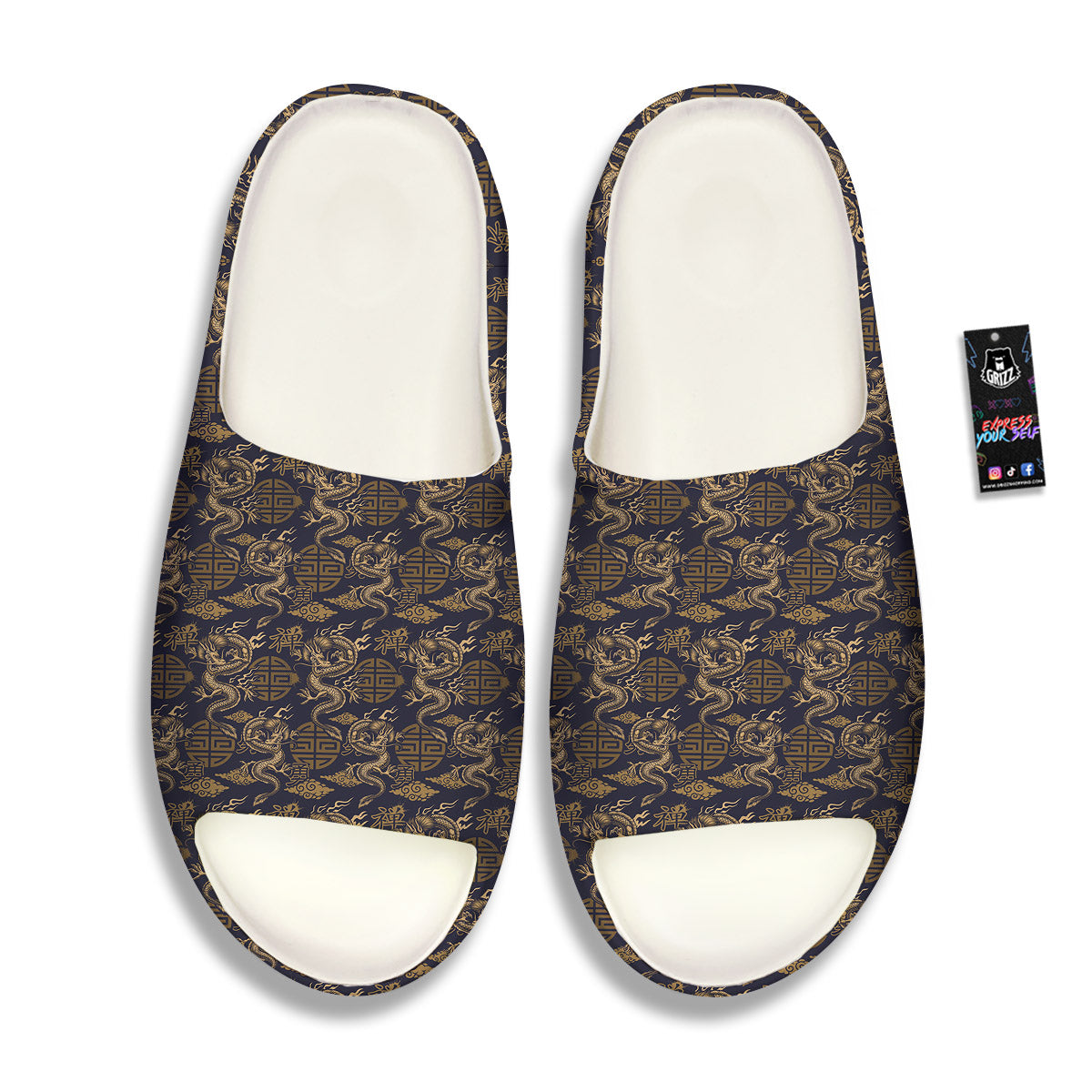 Chinese Dragon Print Pattern Sandals-grizzshop