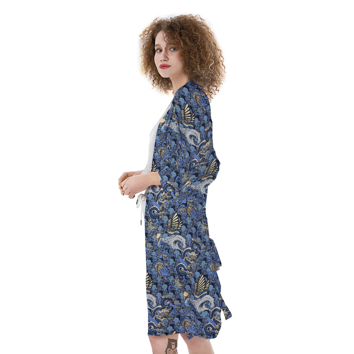 Chinese Dragon Sea Print Pattern Kimono-grizzshop