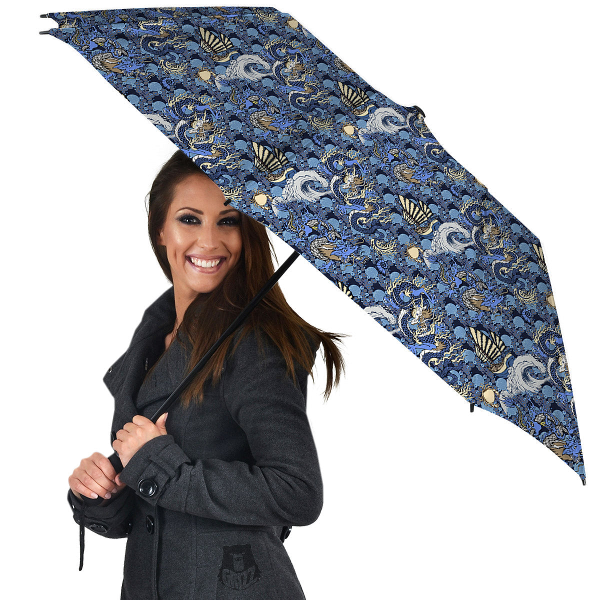 Chinese Dragon Sea Print Pattern Umbrella-grizzshop