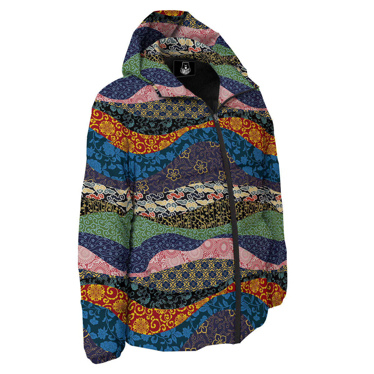 Chinese Fabric Art Print Pattern Down Jacket-grizzshop