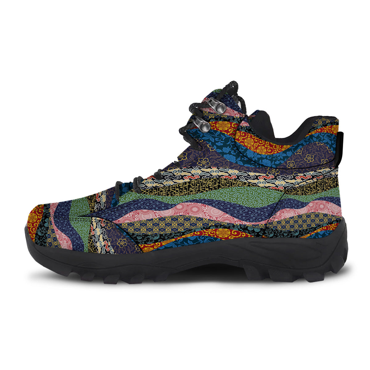 Chinese Fabric Art Print Pattern Hiking Shoes-grizzshop