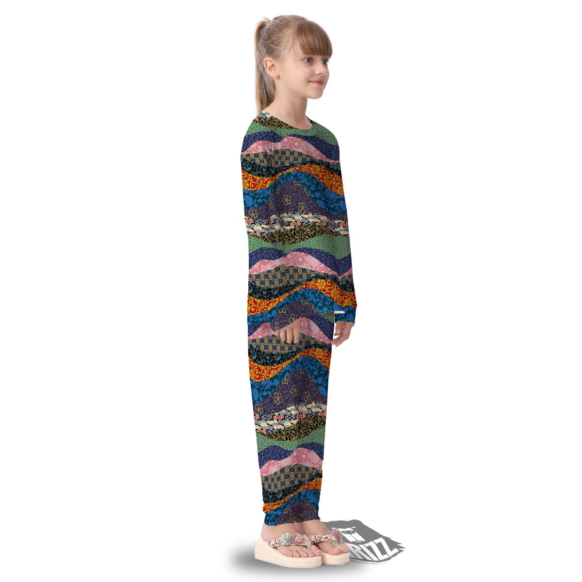 Chinese Fabric Art Print Pattern Kid's Pajamas-grizzshop