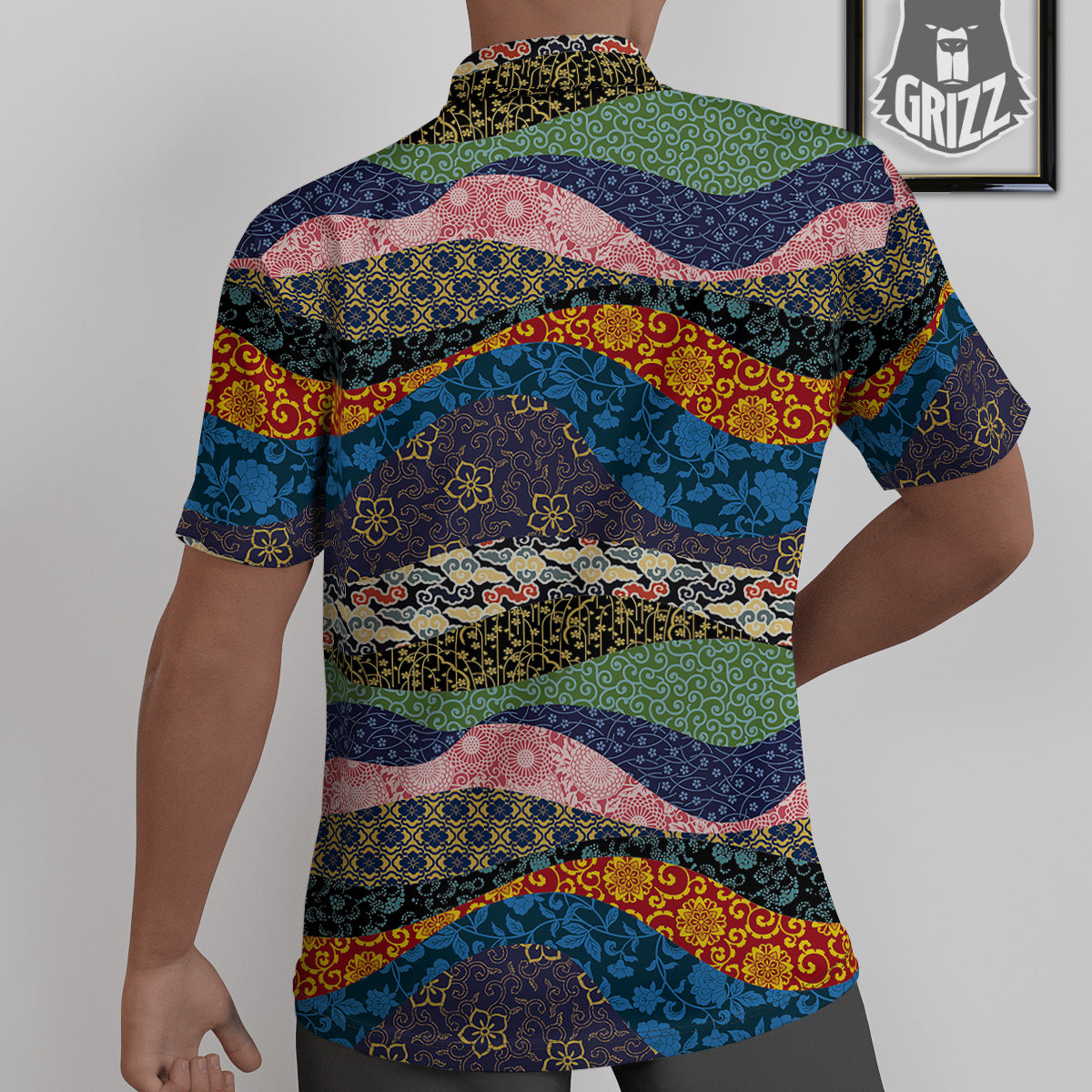 Chinese Fabric Art Print Pattern Untucked Shirts-grizzshop