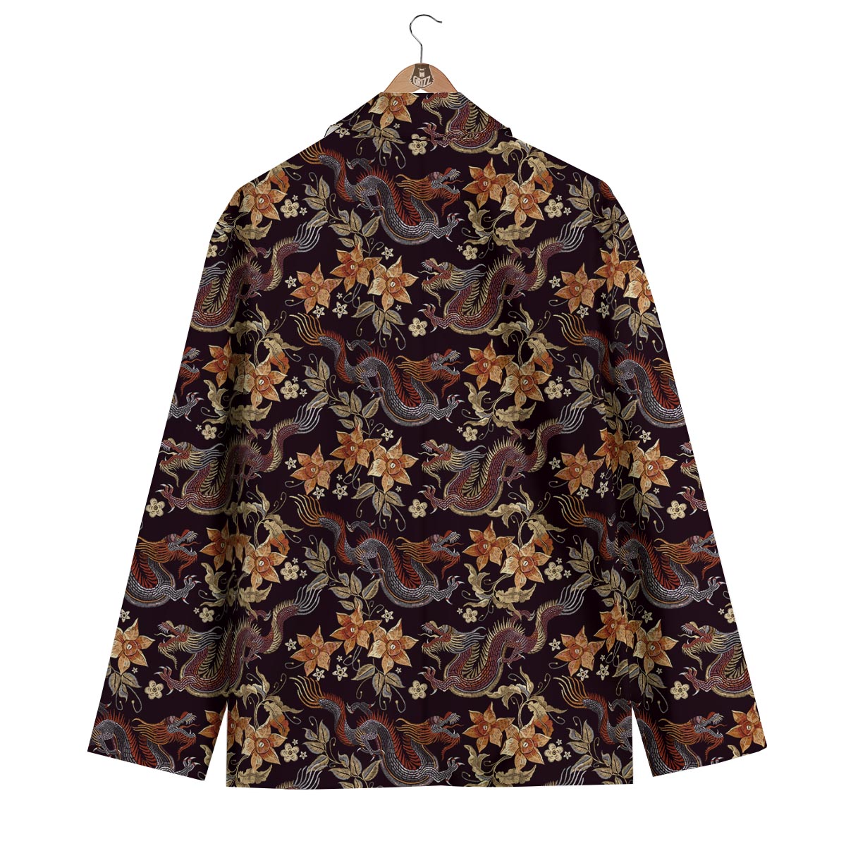Chinese Floral Dragon Pattern Print Men's Blazer-grizzshop